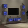 TV wall furniture with LED 7 pieces engineered wood gray Sonoma by , TV Furniture - Ref: Foro24-3216588, Price: 165,14 €, Dis...