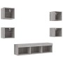 Muebles TV pared con LED 7 pzas madera ingeniería gris Sonoma de , Muebles TV - Ref: Foro24-3216588, Precio: 170,99 €, Descue...