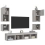 Muebles TV pared con LED 8 pzas madera ingeniería gris Sonoma de , Muebles TV - Ref: Foro24-3216595, Precio: 205,52 €, Descue...