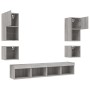 Muebles TV pared con LED 8 pzas madera ingeniería gris Sonoma de , Muebles TV - Ref: Foro24-3216595, Precio: 205,52 €, Descue...