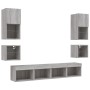 Muebles TV pared con LED 8 pzas madera ingeniería gris Sonoma de , Muebles TV - Ref: Foro24-3216595, Precio: 205,52 €, Descue...