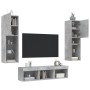 Muebles TV pared con LED 5 pzas madera ingeniería gris hormigón de , Muebles TV - Ref: Foro24-3216607, Precio: 170,32 €, Desc...