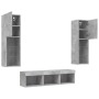 Muebles TV pared con LED 5 pzas madera ingeniería gris hormigón de , Muebles TV - Ref: Foro24-3216607, Precio: 170,32 €, Desc...