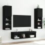 Wall TV cabinets with LED 5 pieces black engineered wood by , TV Furniture - Ref: Foro24-3216605, Price: 189,96 €, Discount: %