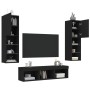 Wall TV cabinets with LED 5 pieces black engineered wood by , TV Furniture - Ref: Foro24-3216605, Price: 189,96 €, Discount: %