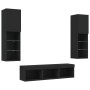 Wall TV cabinets with LED 5 pieces black engineered wood by , TV Furniture - Ref: Foro24-3216605, Price: 189,96 €, Discount: %