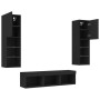 Wall TV cabinets with LED 5 pieces black engineered wood by , TV Furniture - Ref: Foro24-3216605, Price: 189,96 €, Discount: %