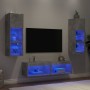 TV wall furniture with LED 6 pieces concrete gray engineered wood by , TV Furniture - Ref: Foro24-3216618, Price: 172,21 €, D...