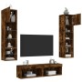 Muebles TV pared con LED 6 pzas madera ingeniería roble ahumado de , Muebles TV - Ref: Foro24-3216626, Precio: 184,99 €, Desc...