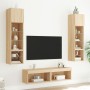 TV wall furniture with LED 6 pieces engineered wood Sonoma oak by , TV Furniture - Ref: Foro24-3216624, Price: 201,95 €, Disc...