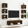 TV wall furniture with LED 8 pieces oak brown engineered wood by , TV Furniture - Ref: Foro24-3216639, Price: 191,88 €, Disco...