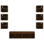 TV wall furniture with LED 8 pieces oak brown engineered wood by , TV Furniture - Ref: Foro24-3216639, Price: 191,88 €, Disco...