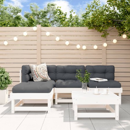 Gartensofa-Set 5-teilig aus massivem weißem Kiefernholz von , Gartensets - Ref: Foro24-3186516, Preis: 289,24 €, Rabatt: %