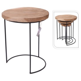 H&S Collection Set of 3 Teak and Metal Side Tables by H&S Collection, Side tables - Ref: Foro24-424185, Price: 106,65 €, Disc...