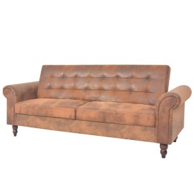 Convertible 2-seater sofa with brown artificial suede armrests by vidaXL, Sofas - Ref: Foro24-245584, Price: 386,06 €, Discou...