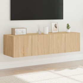 TV cabinet wall LED lights 2 pcs Sonoma Oak 60x35x31 cm by , TV Furniture - Ref: Foro24-837272, Price: 85,99 €, Discount: %