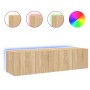 TV cabinet wall LED lights 2 pcs Sonoma Oak 60x35x31 cm by , TV Furniture - Ref: Foro24-837272, Price: 83,26 €, Discount: %