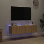 TV cabinet wall LED lights 2 pcs Sonoma Oak 60x35x31 cm by , TV Furniture - Ref: Foro24-837272, Price: 83,26 €, Discount: %