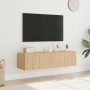 Muebles de TV de pared luces LED 2 uds roble Sonoma 60x35x31 cm de , Muebles TV - Ref: Foro24-837272, Precio: 83,26 €, Descue...