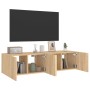 TV cabinet wall LED lights 2 pcs Sonoma Oak 60x35x31 cm by , TV Furniture - Ref: Foro24-837272, Price: 83,26 €, Discount: %