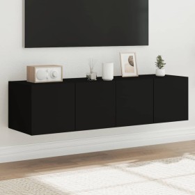 Muebles de TV de pared con luces LED 2 uds negro 60x35x31 cm de , Muebles TV - Ref: Foro24-837270, Precio: 90,44 €, Descuento: %