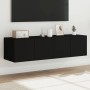 Wall TV cabinets with LED lights 2 pcs black 60x35x31 cm by , TV Furniture - Ref: Foro24-837270, Price: 90,44 €, Discount: %