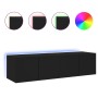 Wall TV cabinets with LED lights 2 pcs black 60x35x31 cm by , TV Furniture - Ref: Foro24-837270, Price: 90,34 €, Discount: %