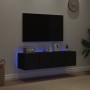 Wall TV cabinets with LED lights 2 pcs black 60x35x31 cm by , TV Furniture - Ref: Foro24-837270, Price: 90,34 €, Discount: %