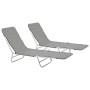 Folding sun loungers 2 units steel and gray fabric by vidaXL, Loungers - Ref: Foro24-44302, Price: 85,01 €, Discount: %