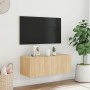 Wall-mounted TV cabinet with LED lights Sonoma oak 80x35x31 cm by , TV Furniture - Ref: Foro24-837285, Price: 59,24 €, Discou...