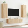 Wall-mounted TV cabinet with LED lights Sonoma oak 80x35x31 cm by , TV Furniture - Ref: Foro24-837285, Price: 59,24 €, Discou...