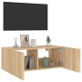 Wall-mounted TV cabinet with LED lights Sonoma oak 80x35x31 cm by , TV Furniture - Ref: Foro24-837285, Price: 59,24 €, Discou...