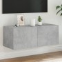 Wall-mounted TV cabinet with LED lights concrete gray 80x35x31 cm by , TV Furniture - Ref: Foro24-837287, Price: 59,34 €, Dis...