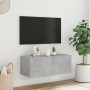 Wall-mounted TV cabinet with LED lights concrete gray 80x35x31 cm by , TV Furniture - Ref: Foro24-837287, Price: 59,34 €, Dis...