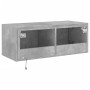 Wall-mounted TV cabinet with LED lights concrete gray 80x35x31 cm by , TV Furniture - Ref: Foro24-837287, Price: 59,34 €, Dis...