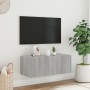 Wall-mounted TV cabinet with LED lights Sonoma gray 80x35x31 cm by , TV Furniture - Ref: Foro24-837291, Price: 60,75 €, Disco...