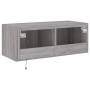 Wall-mounted TV cabinet with LED lights Sonoma gray 80x35x31 cm by , TV Furniture - Ref: Foro24-837291, Price: 60,75 €, Disco...