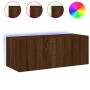 Wandmontierter TV-Schrank mit LED-Leuchten Eiche braun 80x35x31 cm von , TV-Möbel - Ref: Foro24-837293, Preis: 60,75 €, Rabat...