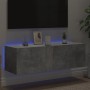 Wall-mounted TV cabinet with LED lights concrete gray 100x35x31 cm by , TV Furniture - Ref: Foro24-837298, Price: 56,97 €, Di...