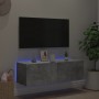 Wall-mounted TV cabinet with LED lights concrete gray 100x35x31 cm by , TV Furniture - Ref: Foro24-837298, Price: 56,97 €, Di...