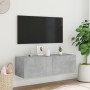 Wall-mounted TV cabinet with LED lights concrete gray 100x35x31 cm by , TV Furniture - Ref: Foro24-837298, Price: 56,97 €, Di...