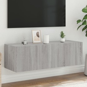 Wall-mounted TV cabinet with LED lights Sonoma gray 100x35x31 cm by , TV Furniture - Ref: Foro24-837300, Price: 58,60 €, Disc...