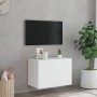 Wall TV cabinet with LED lights white 60x35x41 cm by , TV Furniture - Ref: Foro24-837302, Price: 50,61 €, Discount: %