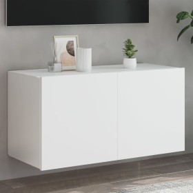 Wall TV cabinet with LED lights white 80x35x41 cm by , TV Furniture - Ref: Foro24-837316, Price: 57,99 €, Discount: %