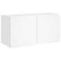 Wall TV cabinet with LED lights white 80x35x41 cm by , TV Furniture - Ref: Foro24-837316, Price: 57,68 €, Discount: %