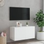 Wall TV cabinet with LED lights white 80x35x41 cm by , TV Furniture - Ref: Foro24-837316, Price: 57,68 €, Discount: %