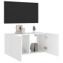 Wall TV cabinet with LED lights white 80x35x41 cm by , TV Furniture - Ref: Foro24-837316, Price: 57,68 €, Discount: %