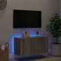 Wall-mounted TV cabinet with LED lights Sonoma gray 80x35x41 cm by , TV Furniture - Ref: Foro24-837321, Price: 57,99 €, Disco...