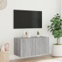 Wall-mounted TV cabinet with LED lights Sonoma gray 80x35x41 cm by , TV Furniture - Ref: Foro24-837321, Price: 57,99 €, Disco...