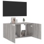 Wall-mounted TV cabinet with LED lights Sonoma gray 80x35x41 cm by , TV Furniture - Ref: Foro24-837321, Price: 57,99 €, Disco...